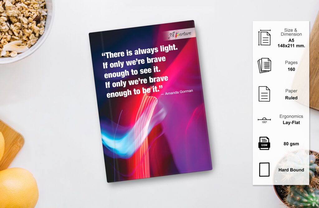 A5 Hard Bound Ruled Notebook (160 Pages, 80 GSM) Lay-Flat Ergonomics Quotation Dairy