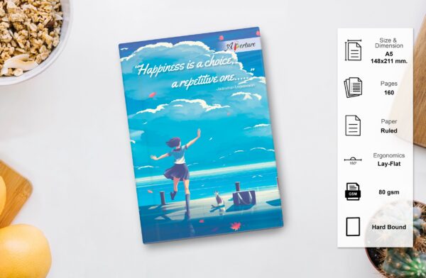 A5 Hard Bound Ruled Notebook (160 Pages, 80 GSM) Lay-Flat Ergonomics Quotation Dairy