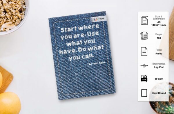 A5 Hard Bound Ruled Notebook (160 Pages, 80 GSM) Lay-Flat Ergonomics Quotation Dairy