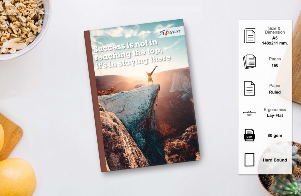 A5 Hard Bound Ruled Notebook (160 Pages, 80 GSM) Lay-Flat Ergonomics Quotation Dairy
