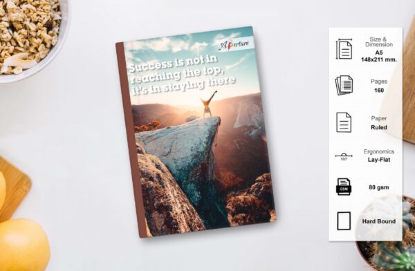 A5 Hard Bound Ruled Notebook (160 Pages, 80 GSM) Lay-Flat Ergonomics Quotation Dairy