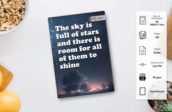 A5 Hard Bound Ruled Notebook (160 Pages, 80 GSM) Lay-Flat Ergonomics Quotation Dairy