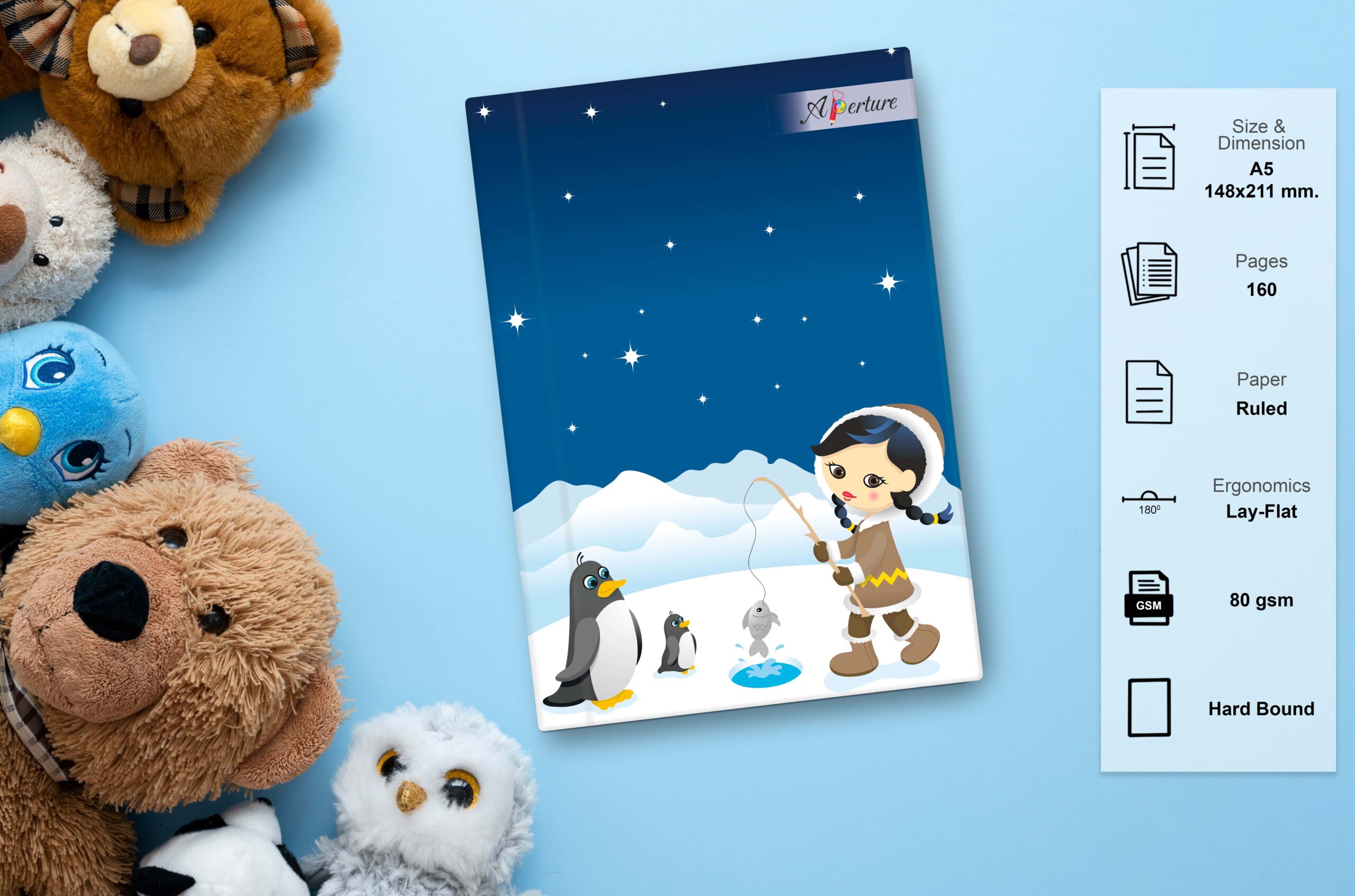 Cartoon Characters Hardbound A5 Diary 160 Ruled Pages 80 GSM Perfect for Kids, Students
