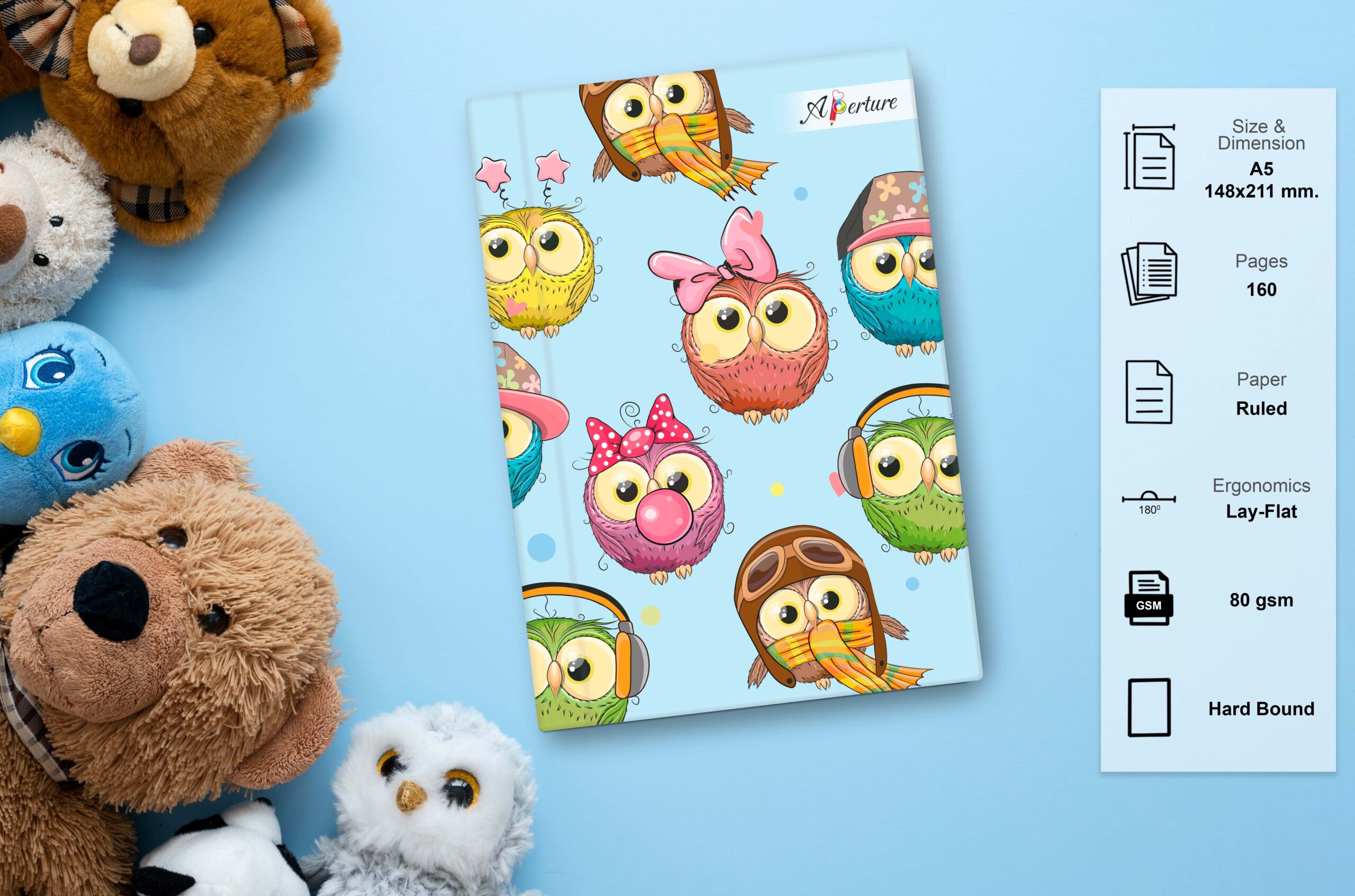 Cartoon Characters Hardbound A5 Diary 160 Ruled Pages 80 GSM Perfect for Kids, Students