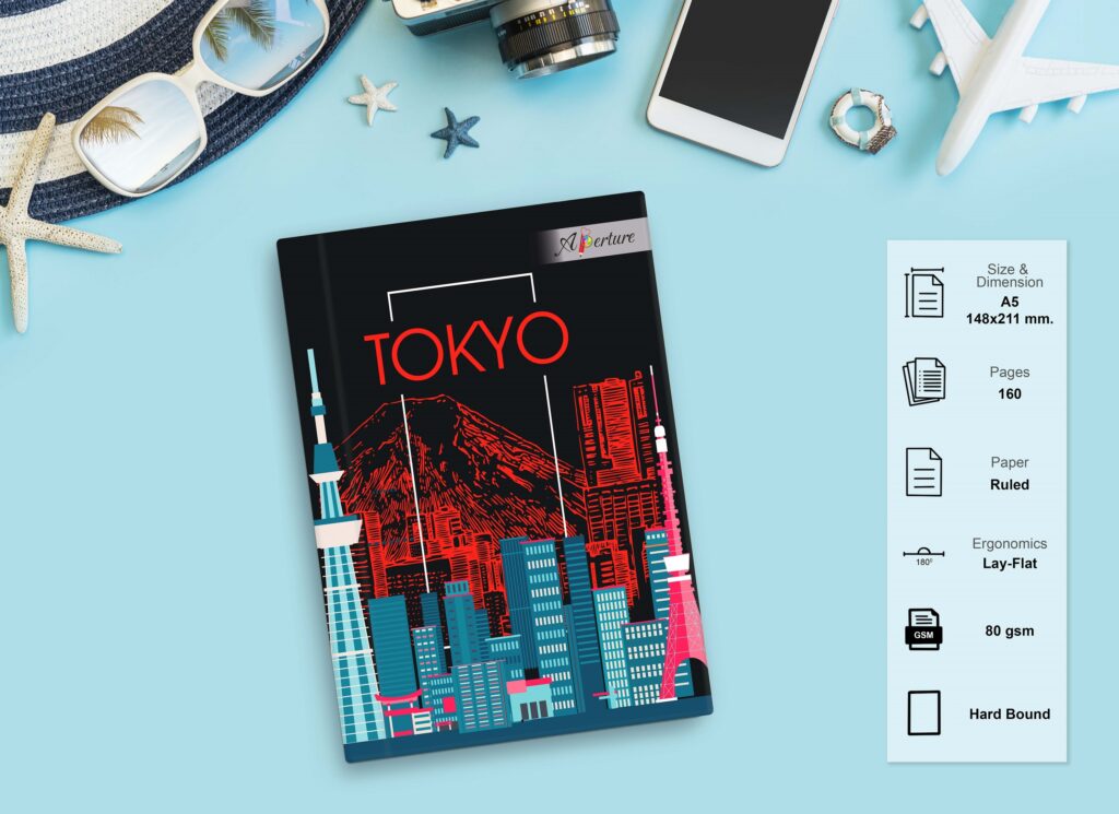 Vibrant A5 Travel Diary Notebook – 160 Ruled Pages with 80 GSM Premium Paper, Perfect for Journaling, Note-Taking, and Daily Adventures