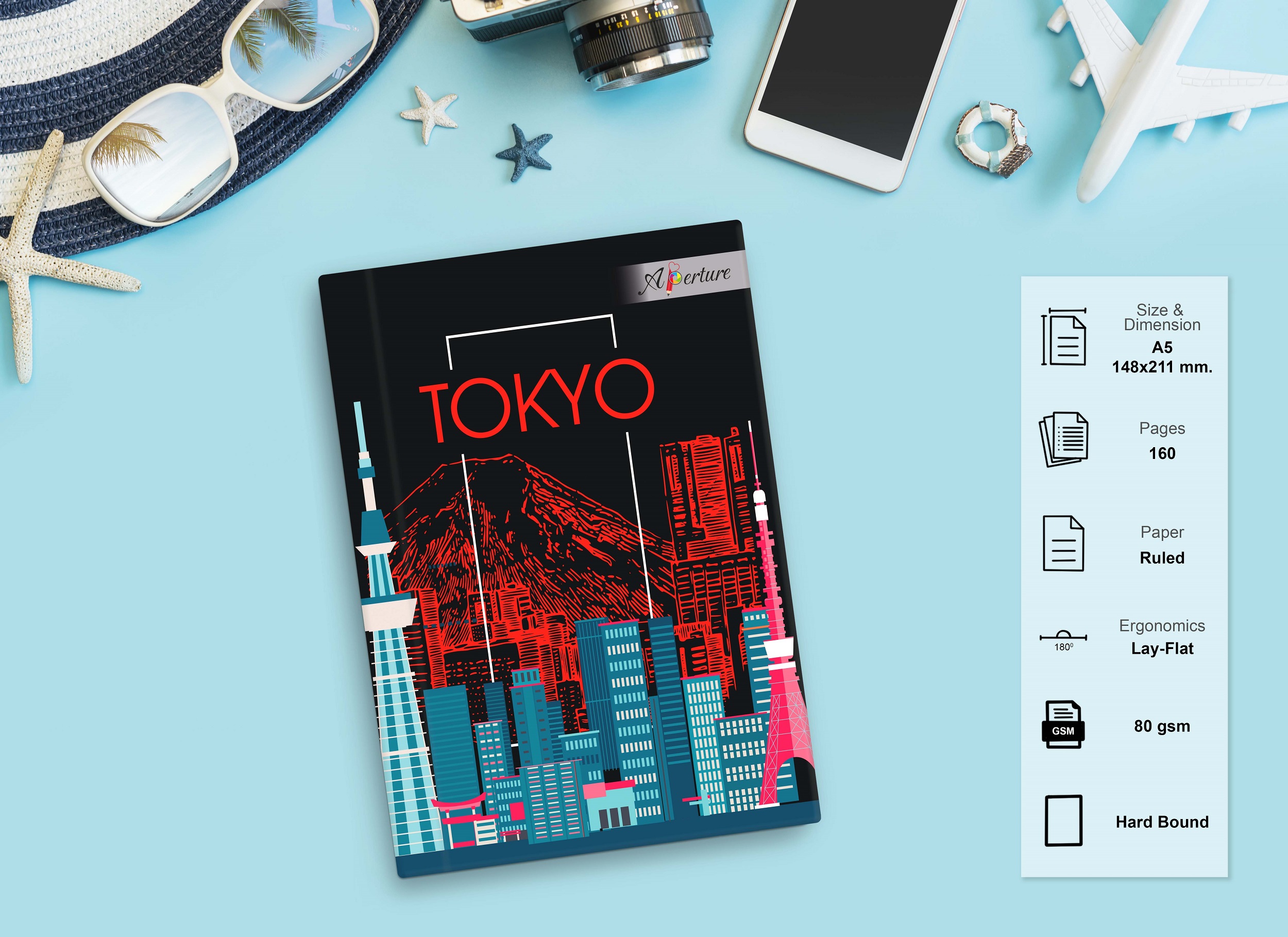 Vibrant A5 Travel Diary Notebook – 160 Ruled Pages with 80 GSM Premium Paper, Perfect for Journaling, Note-Taking, and Daily Adventures - Image 22