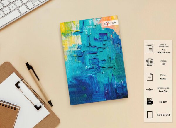 Abstract Design A5 Notebook – 160 Ruled Pages, 80 GSM Premium Paper, Hardbound Journal for Note-Taking, Daily Planning