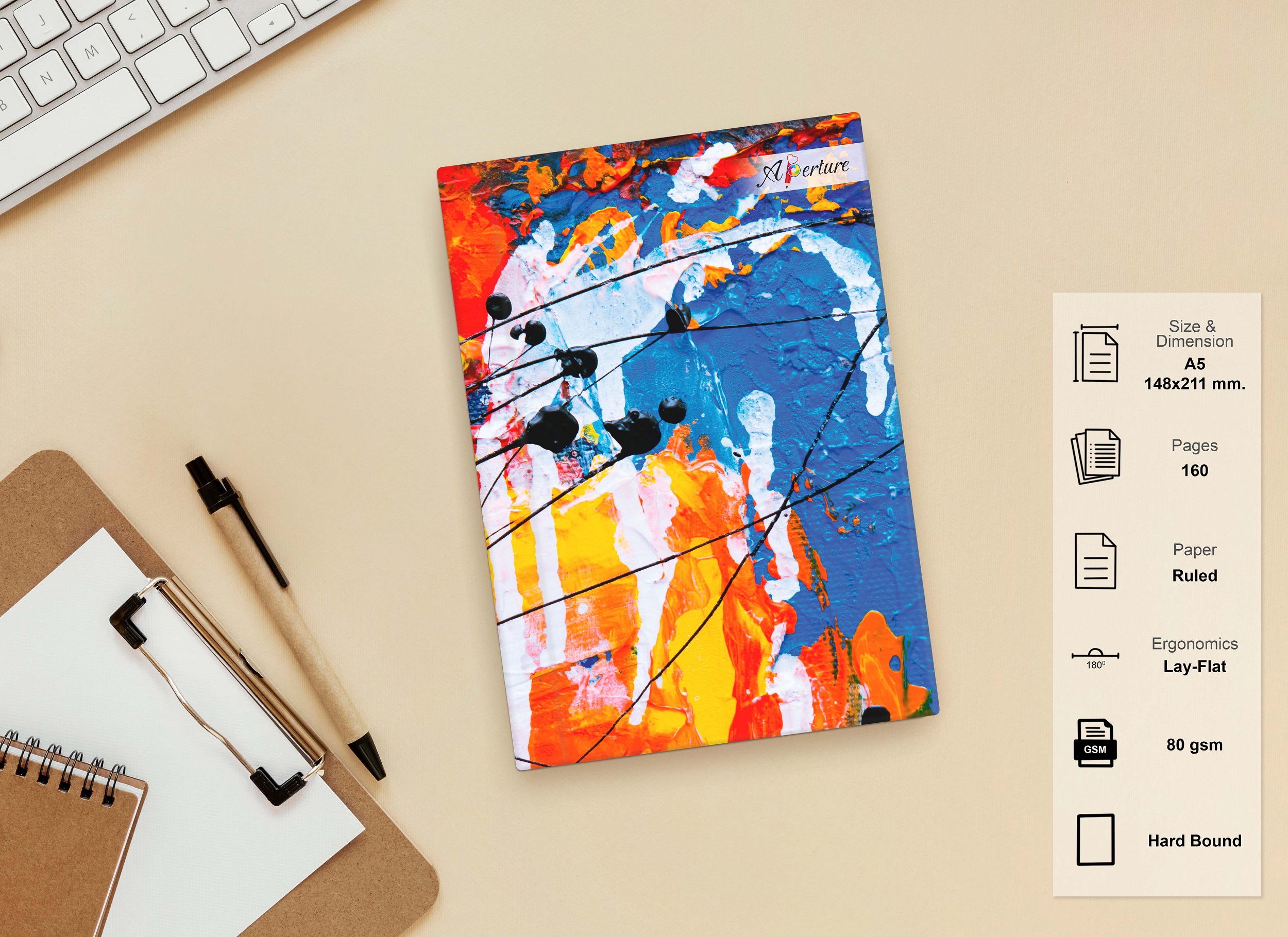 Abstract Design A5 Notebook – 160 Ruled Pages, 80 GSM Premium Paper, Hardbound Journal for Note-Taking, Daily Planning - Image 19