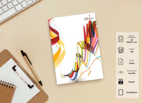 Abstract Design A5 Notebook – 160 Ruled Pages, 80 GSM Premium Paper, Hardbound Journal for Note-Taking, Daily Planning