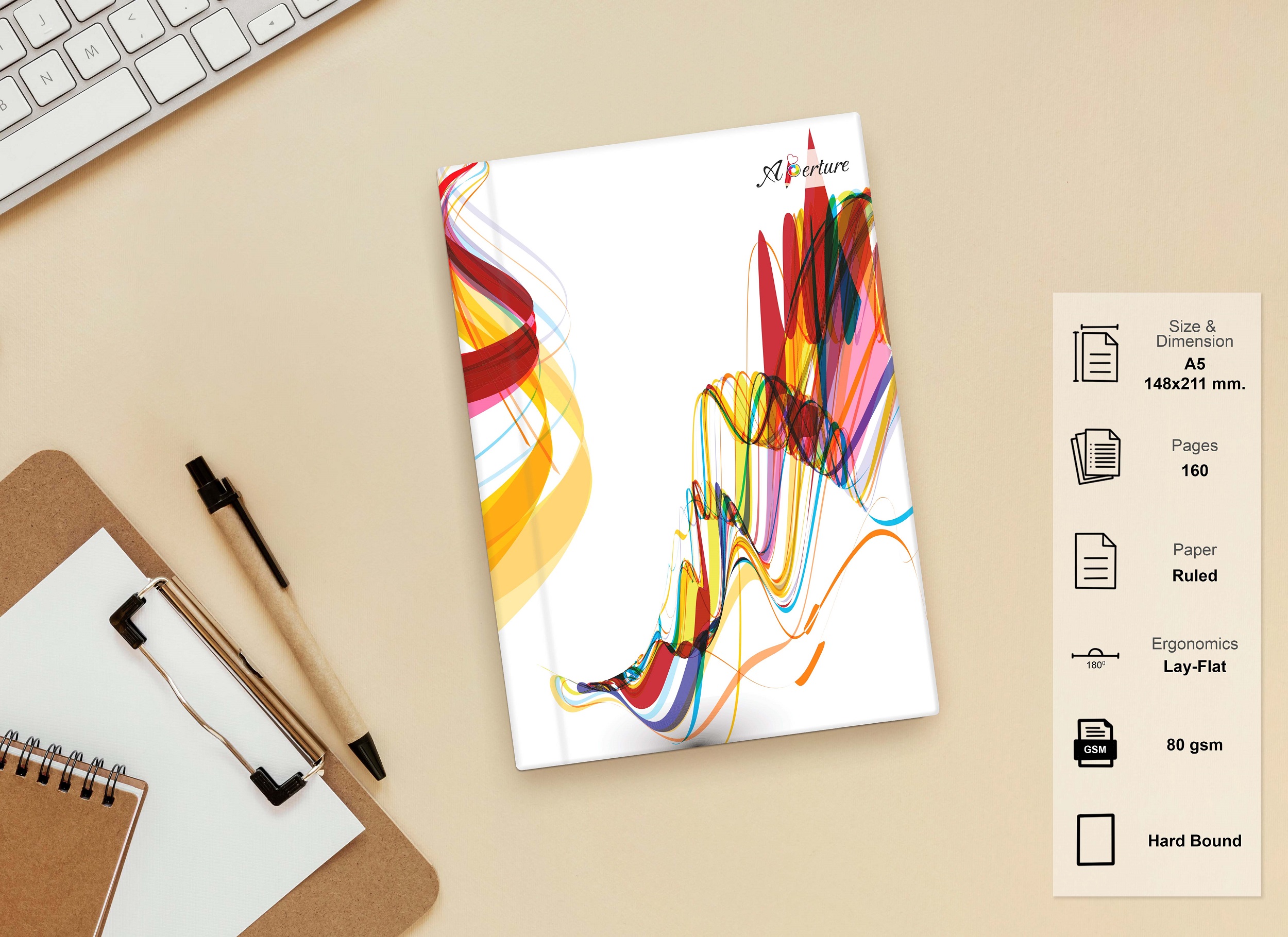 Abstract Design A5 Notebook – 160 Ruled Pages, 80 GSM Premium Paper, Hardbound Journal for Note-Taking, Daily Planning - Image 10