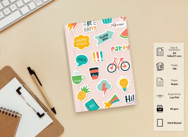 Abstract Design A5 Notebook – 160 Ruled Pages, 80 GSM Premium Paper, Hardbound Journal for Note-Taking, Daily Planning