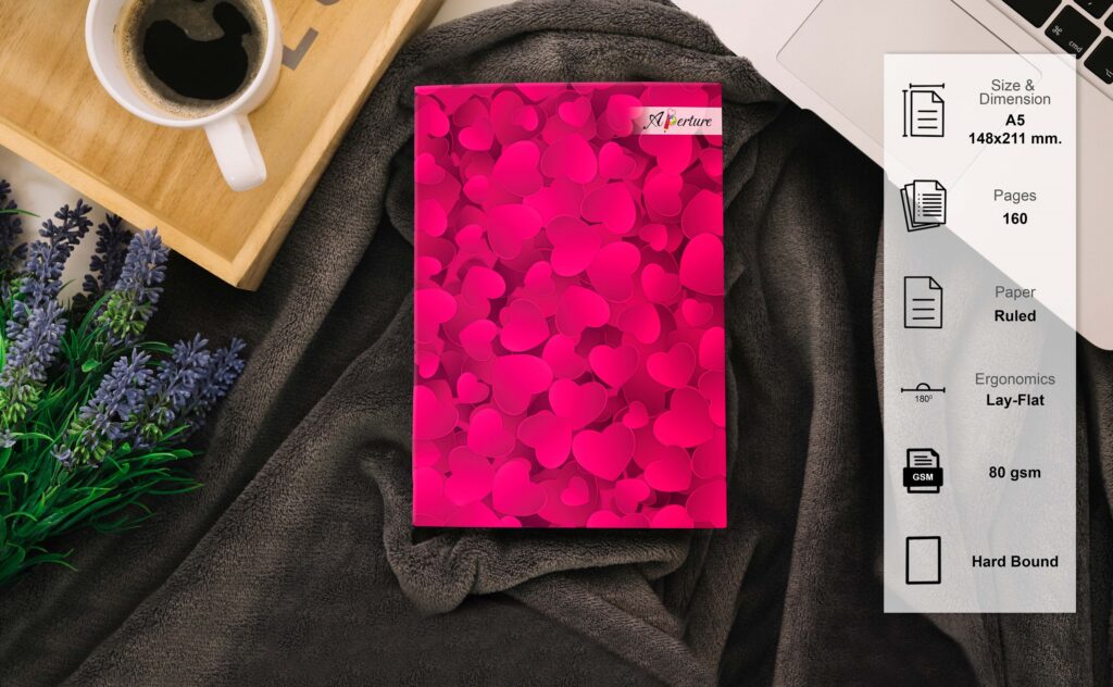 A5 Hard Celebration Theme Notebook 160 Ruled Pages, 80 GSM, Lay-Flat Design Diary