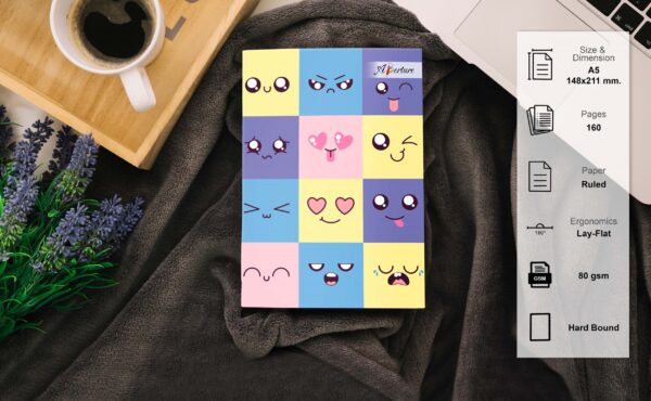 A5 Hard Celebration Theme Notebook 160 Ruled Pages, 80 GSM, Lay-Flat Design Diary