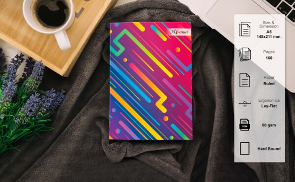 A5 Hard Celebration Theme Notebook 160 Ruled Pages, 80 GSM, Lay-Flat Design Diary