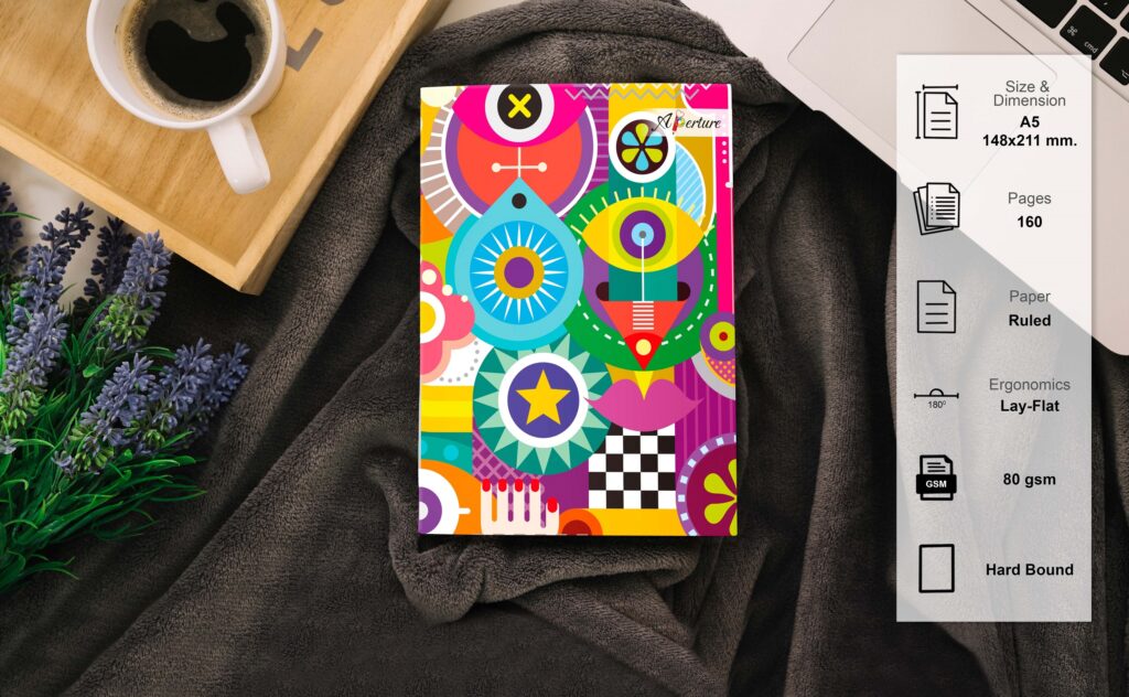 A5 Hard Celebration Theme Notebook 160 Ruled Pages, 80 GSM, Lay-Flat Design Diary