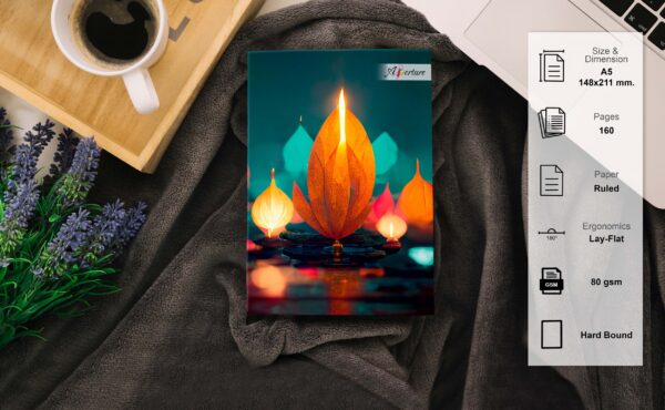 A5 Hard Celebration Theme Notebook 160 Ruled Pages, 80 GSM, Lay-Flat Design Diary