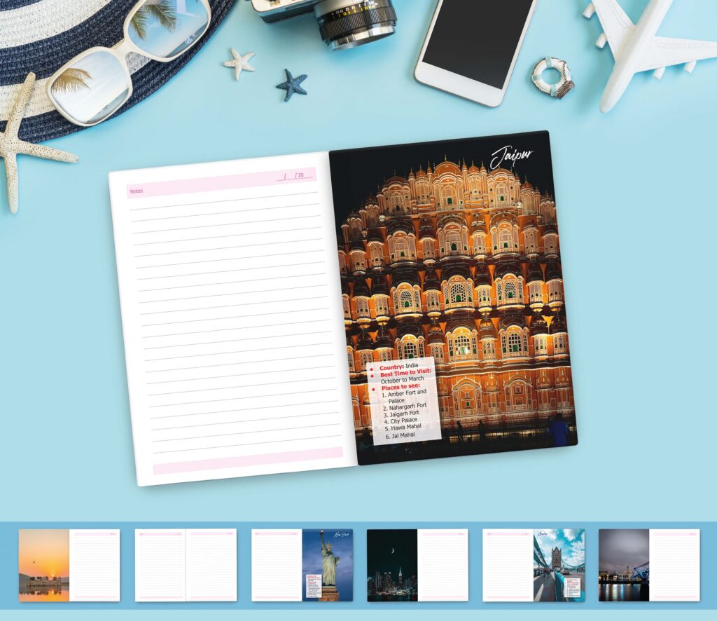 Vibrant A5 Travel Diary Notebook – 160 Ruled Pages with 80 GSM Premium Paper, Perfect for Journaling, Note-Taking, and Daily Adventures