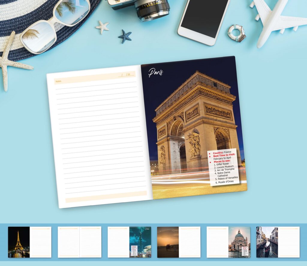 Vibrant A5 Travel Diary Notebook – 160 Ruled Pages with 80 GSM Premium Paper, Perfect for Journaling, Note-Taking, and Daily Adventures