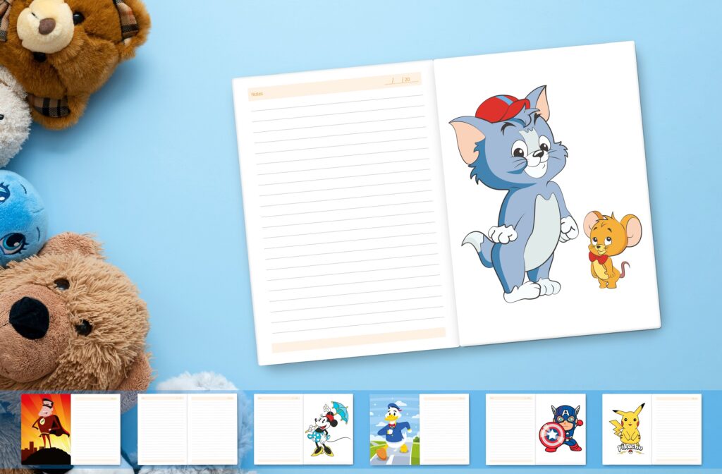 Cartoon Characters Hardbound A5 Diary 160 Ruled Pages 80 GSM Perfect for Kids, Students