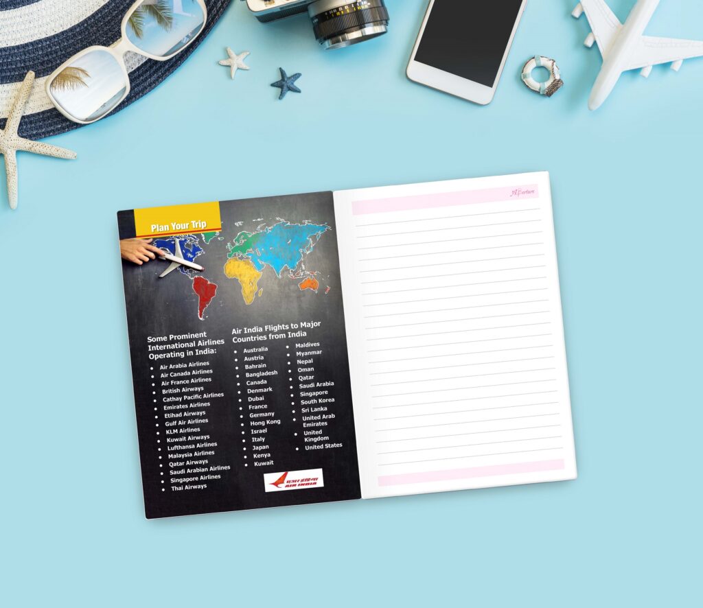 Vibrant A5 Travel Diary Notebook – 160 Ruled Pages with 80 GSM Premium Paper, Perfect for Journaling, Note-Taking, and Daily Adventures
