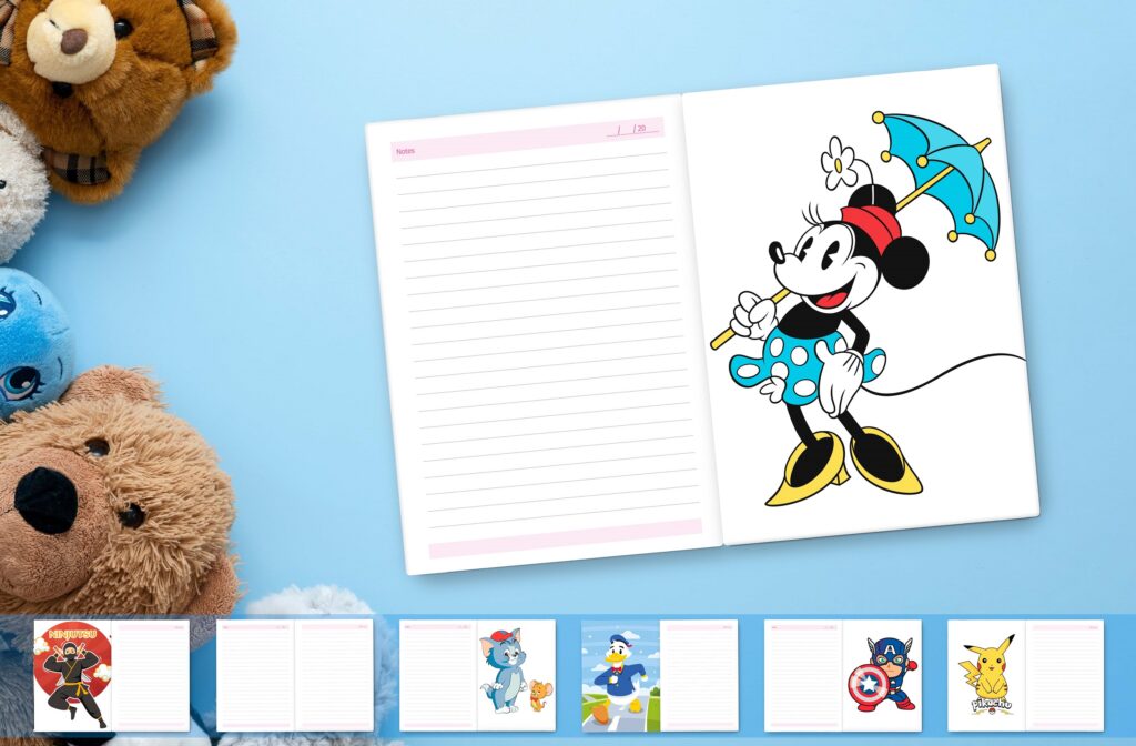 Cartoon Characters Hardbound A5 Diary 160 Ruled Pages 80 GSM Perfect for Kids, Students