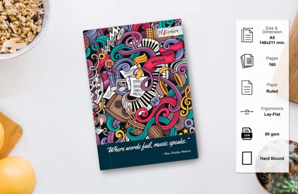 A5 Hard Bound Ruled Notebook (160 Pages, 80 GSM) Lay-Flat Ergonomics Quotation Dairy
