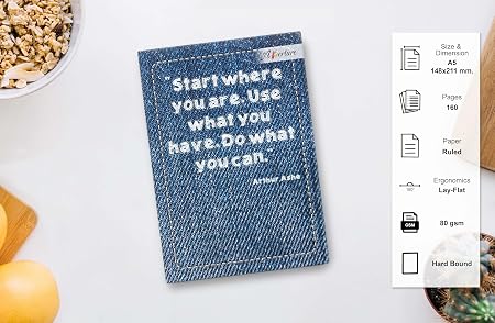 A5 Hard Bound Ruled Notebook (160 Pages, 80 GSM) Lay-Flat Ergonomics Quotation Dairy